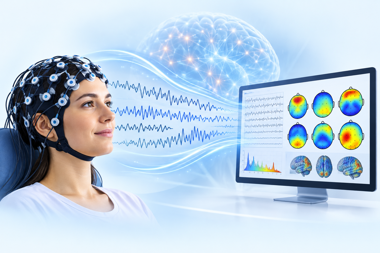 Representación del análisis cuantitativo de la actividad cerebral mediante QEEG